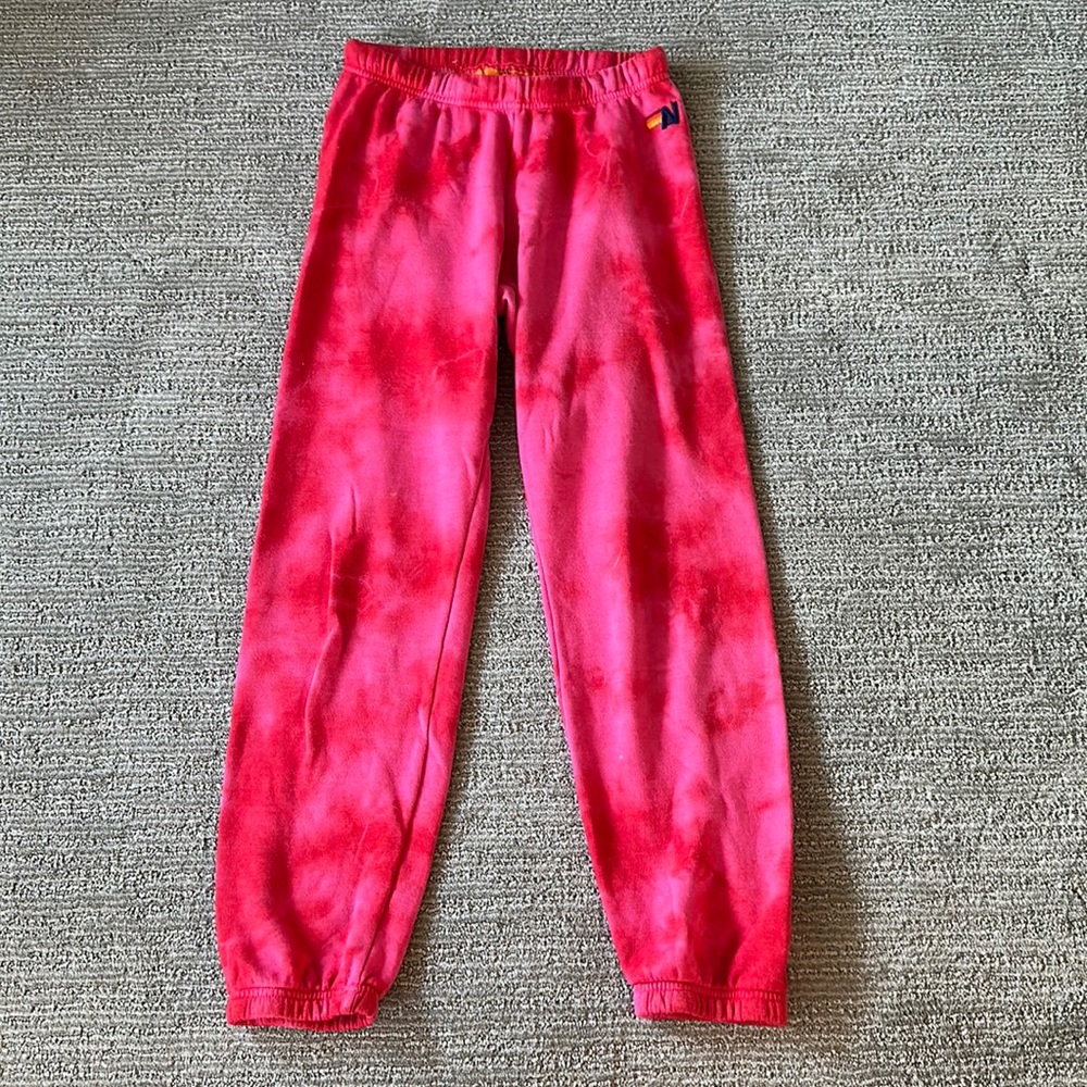 Aviator Nation Hand Dyed Sweatpants Tie Dye Pink